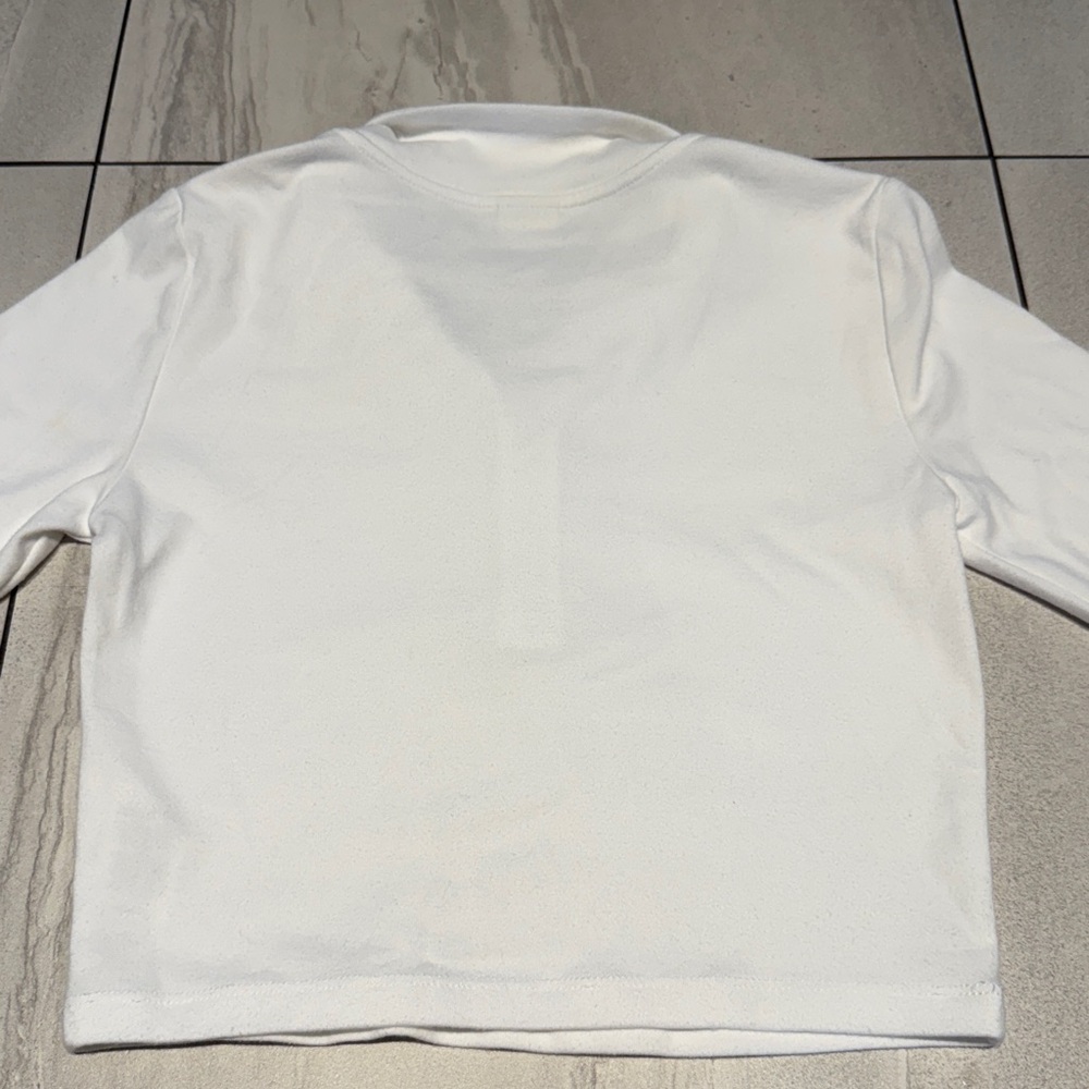 Aritzia Sunday Best White Half Zip Long Sleeve Cropped Top - Picture 4 of 4